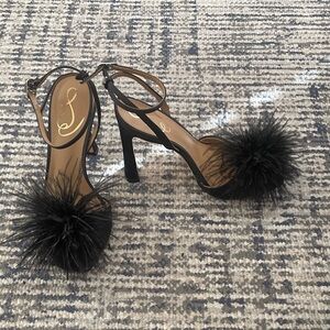 Sam Edelman Black Feathered Leon Sandals